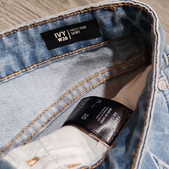 NWT High Rise Jupe Buffalo Ivy Star Denim Raw Hem Skirt - Picture 6 of 11